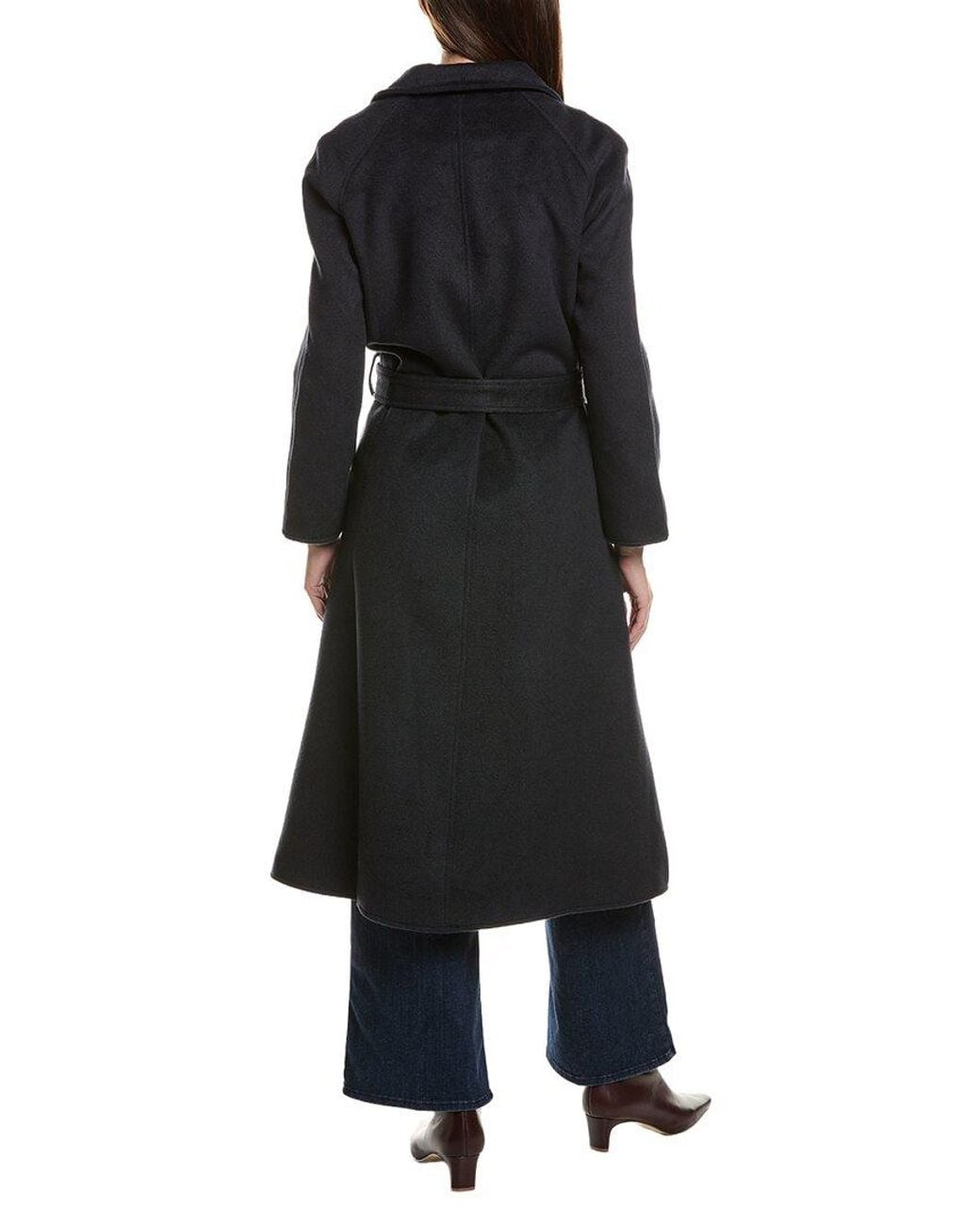 Pascale La Mode Black Trench Wool-Blend Long Coat