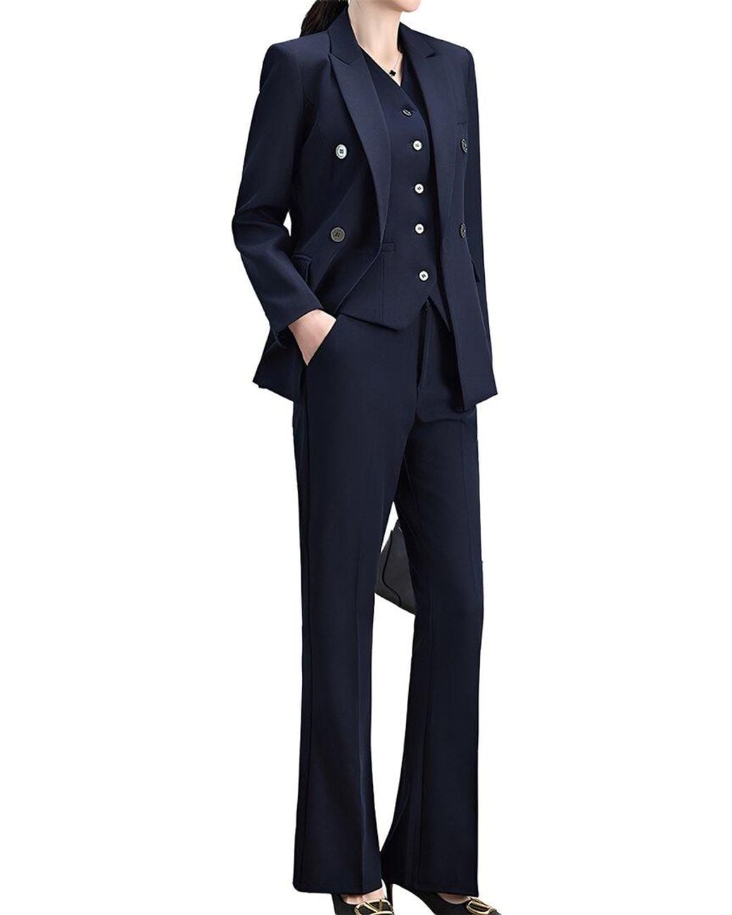 Olivia Taylor Blue 3Pc Jacket, Vest, & Pant Set