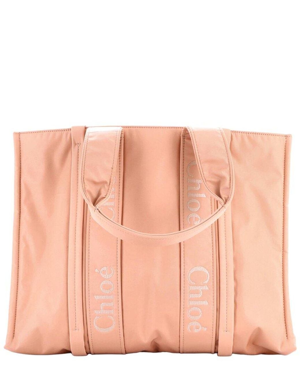 Chloé Pink Recycled Nylon Woody Tote Large (Authentic Pre-Loved)