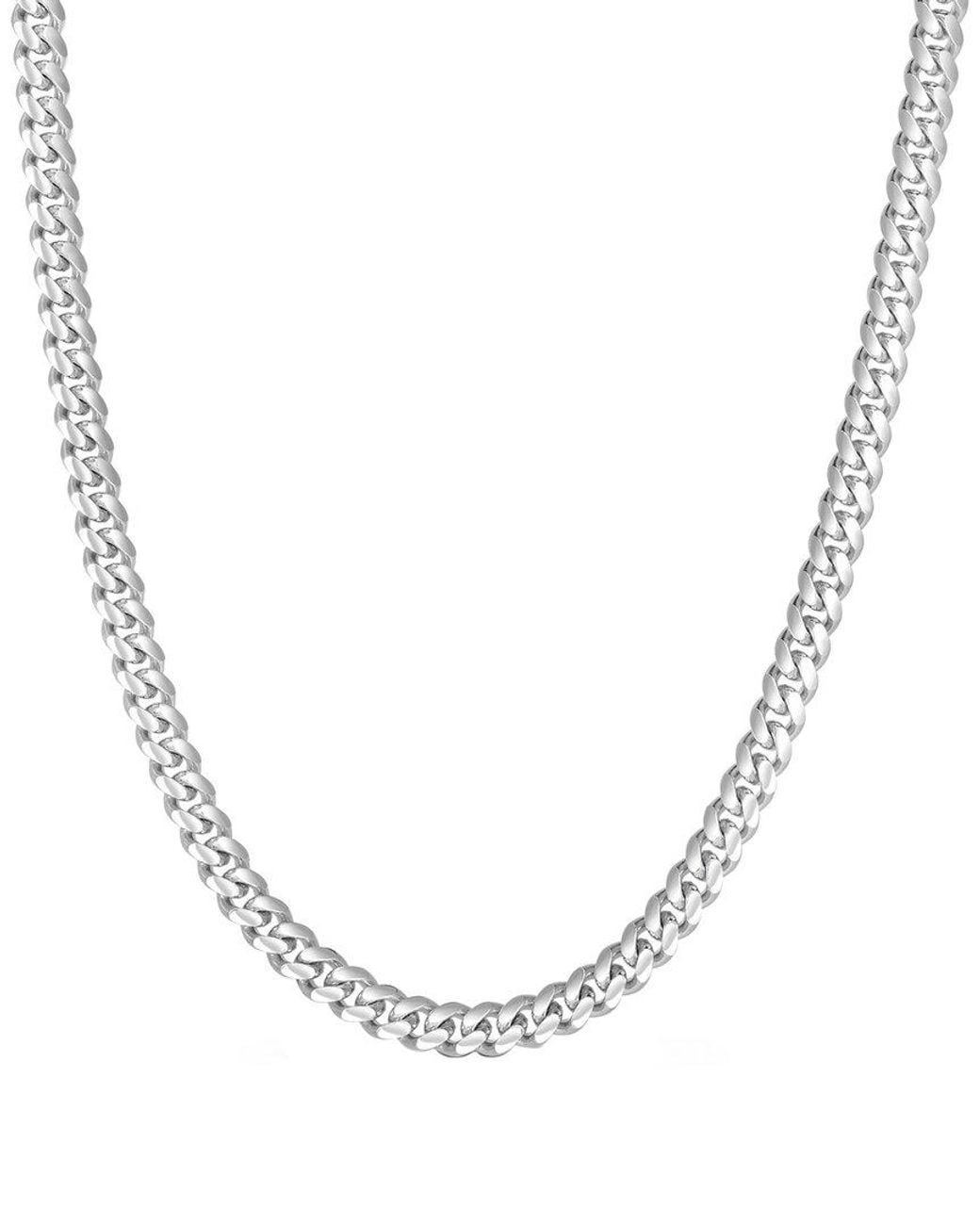 Italian Silver Metallic Miami Cuban Link Necklace for men