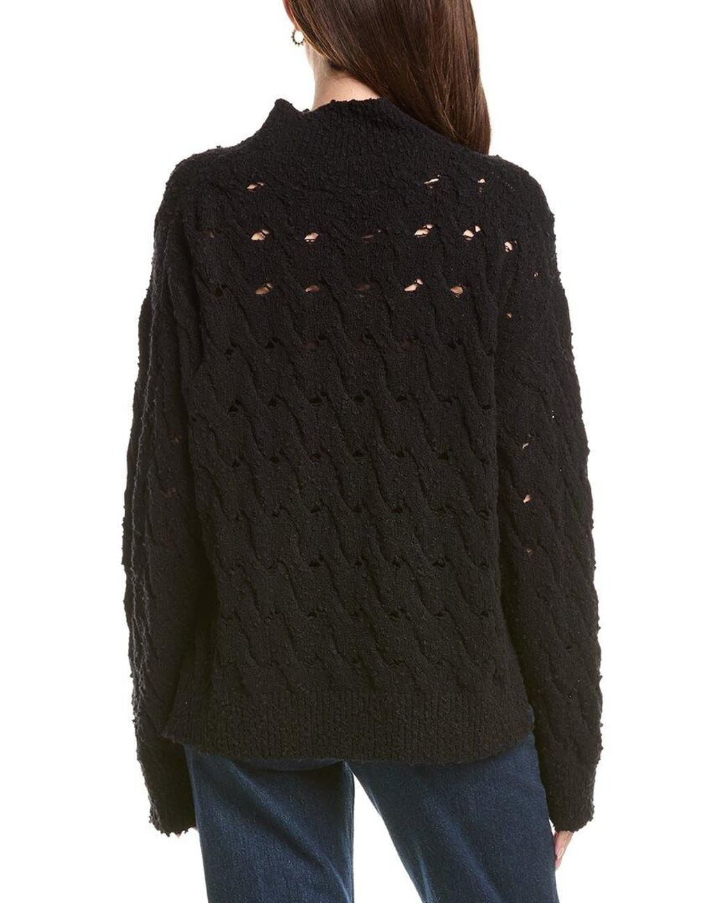 Lafayette 148 New York Black Houndstooth Crewneck Sweater