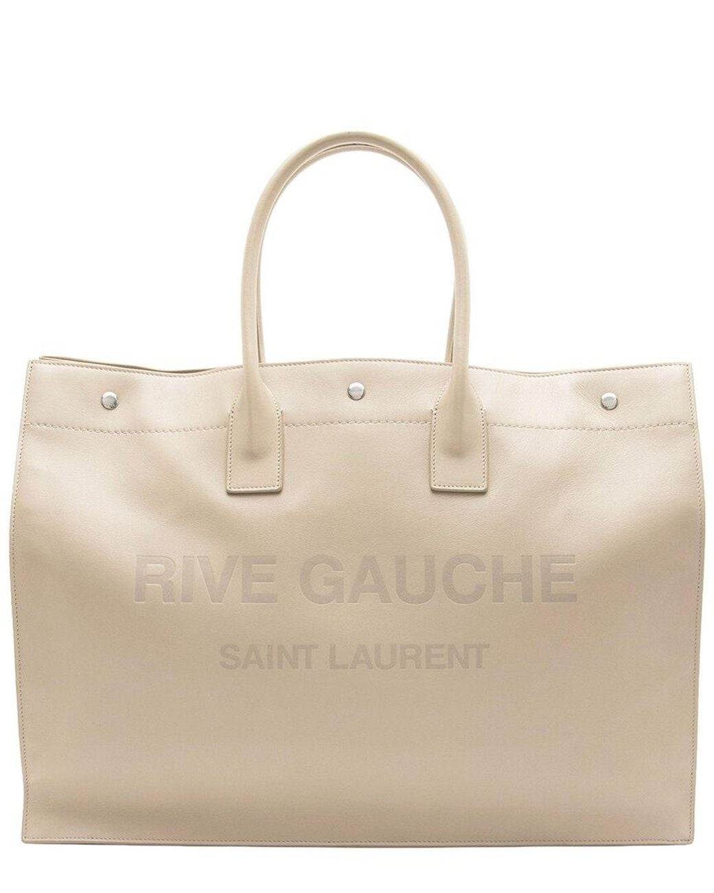 Saint Laurent Natural Beige Calfskin Rive Gauche Large Tote (authentic Pre-loved)