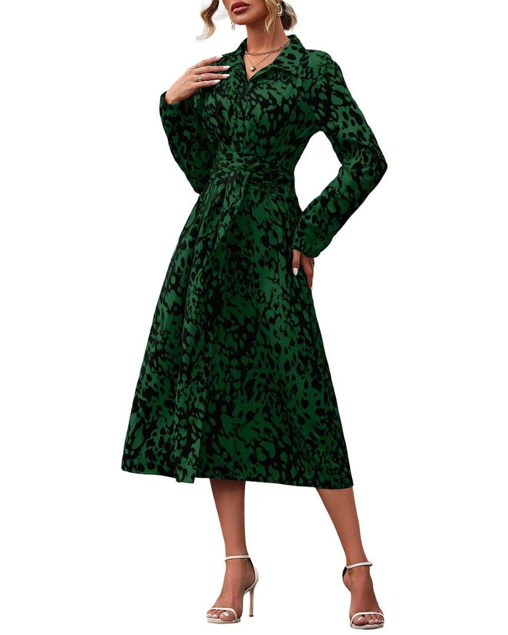 AMINA GLAM Green Midi Dress