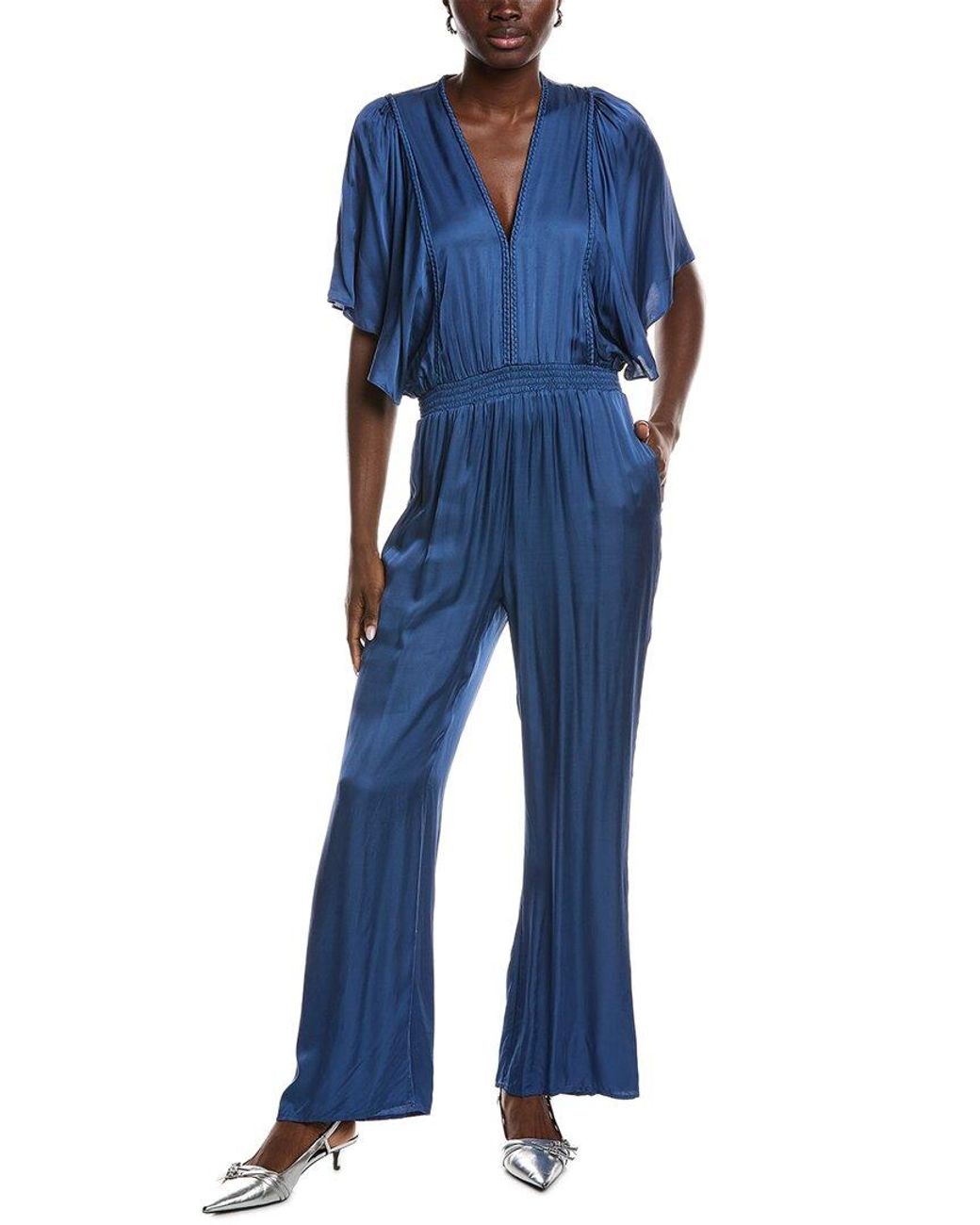 Maje Blue Flutter Sleeve Jumpsuit
