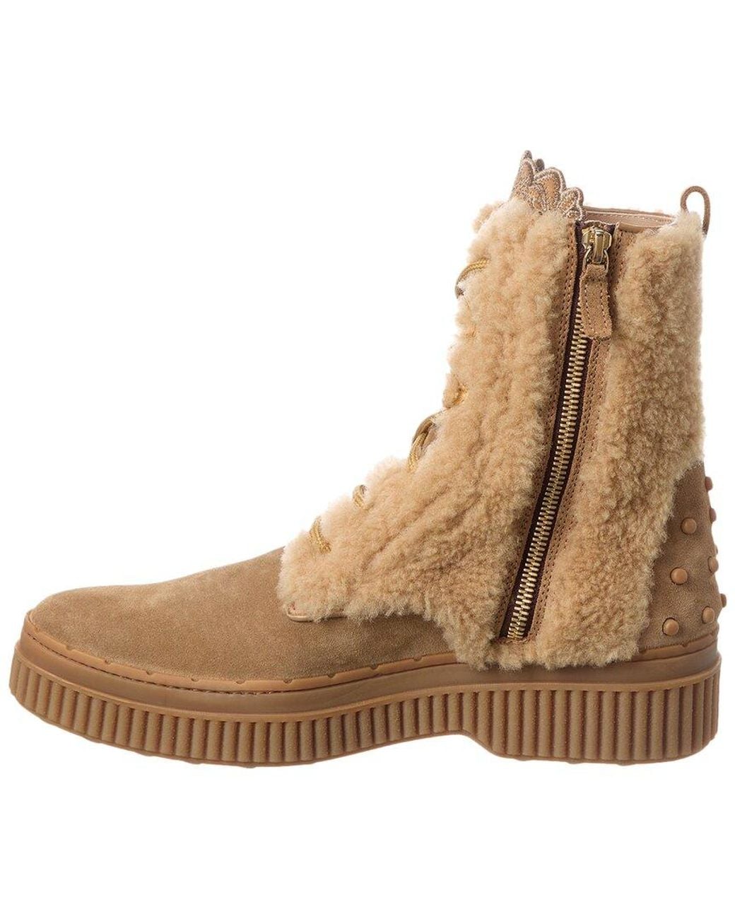 Tod's Brown Suede & Shearling Boot