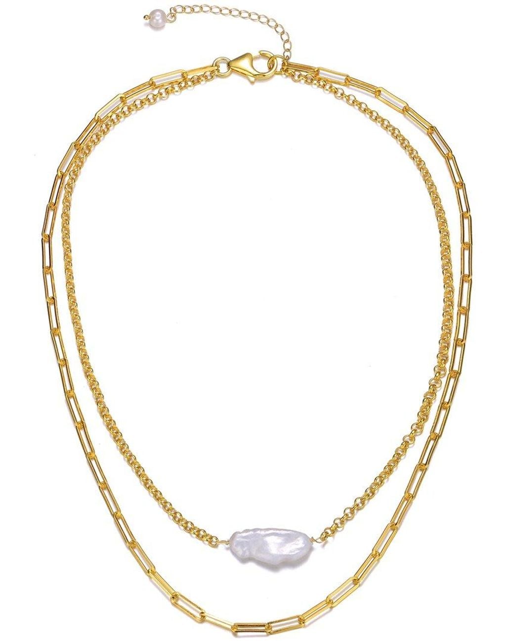 Genevive Jewelry Metallic 14k Over Silver 20-22mm Pearl Necklace