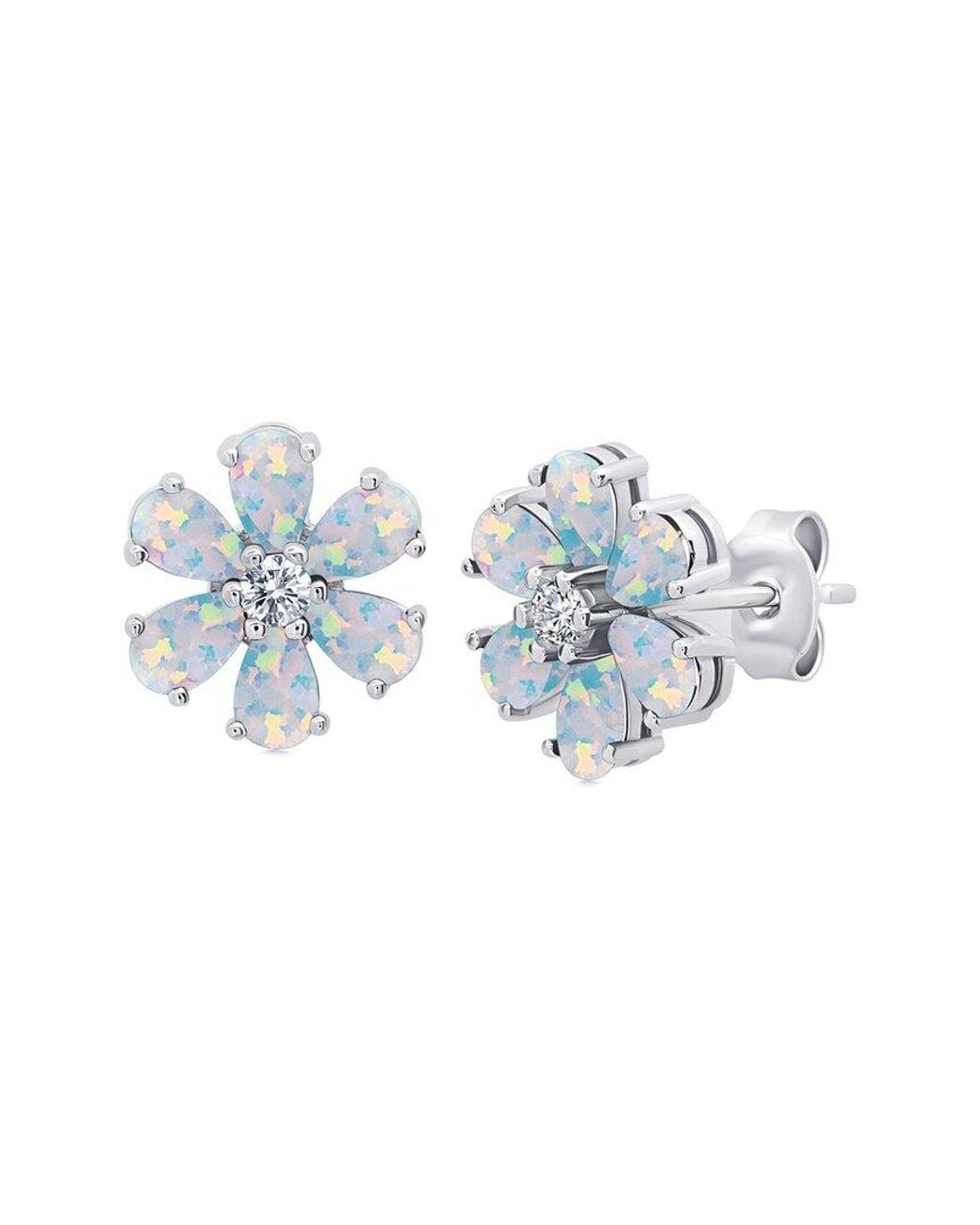 MaxColor Blue 0.70 Ct. Tw. Lab-Grown Opal Stud Earrings
