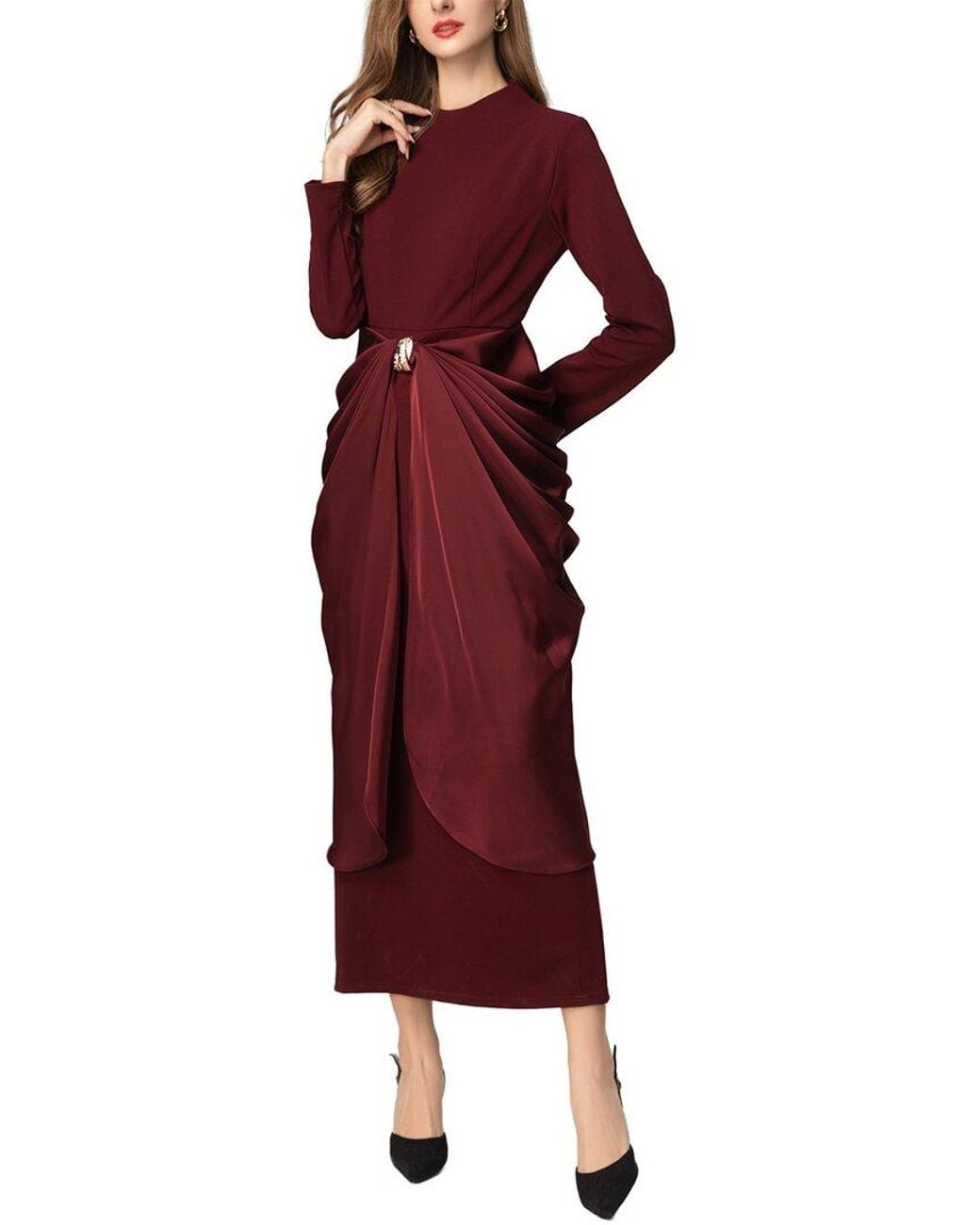 BRC By BURRYCO Red Solid Midi Dress