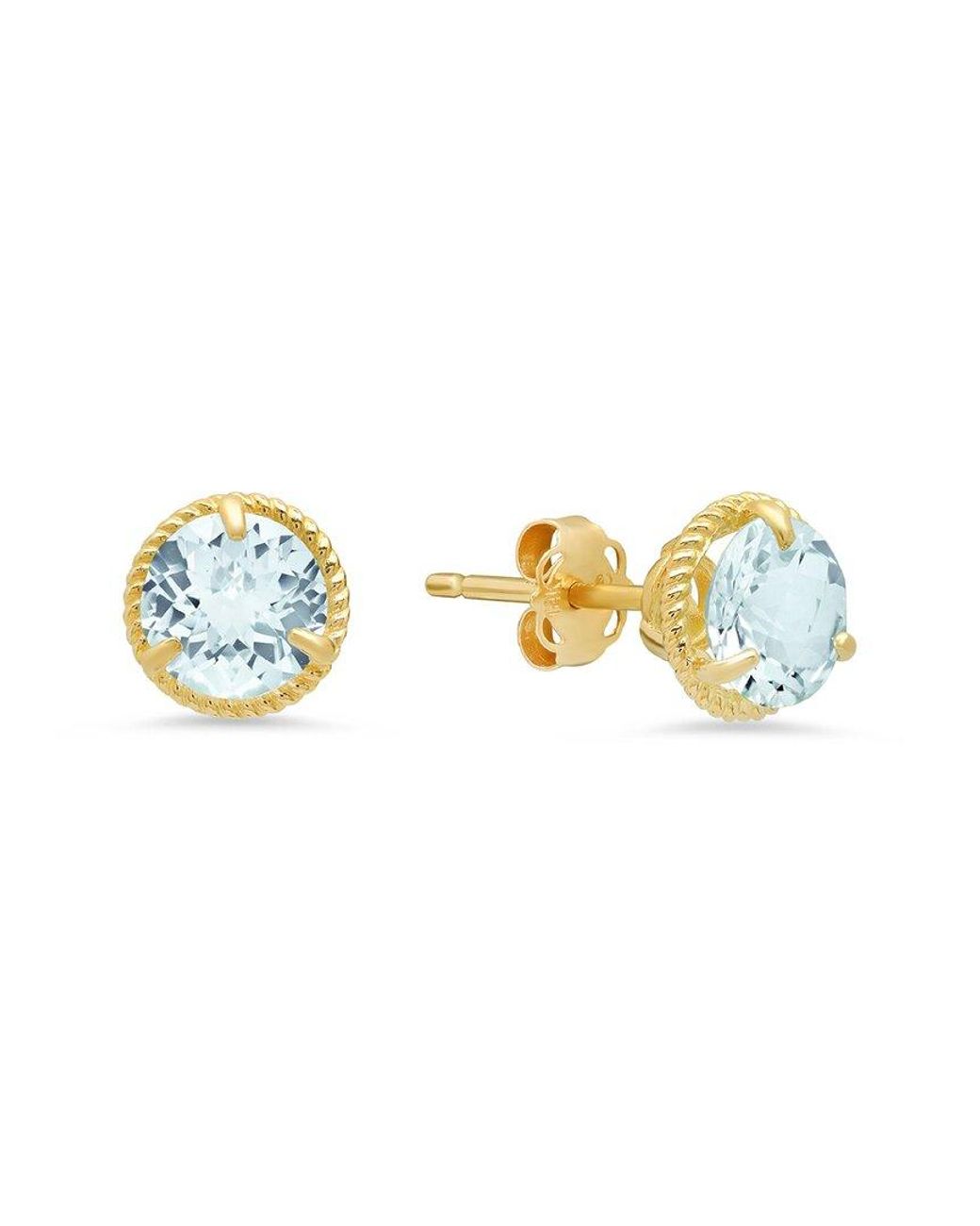 MaxColor Metallic 14k 1.30 Ct. Tw. Aquamarine Halo Studs