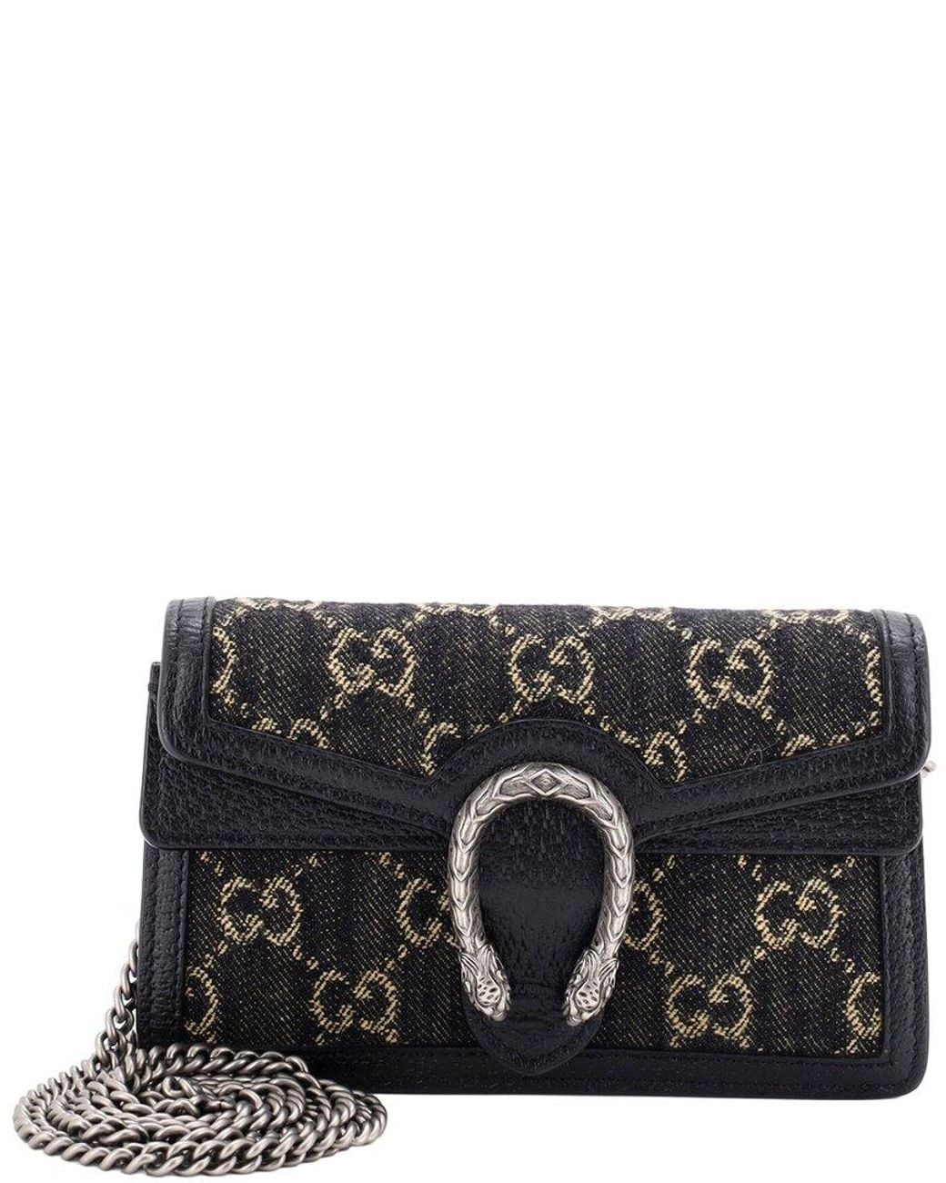 Gucci Black Gg Denim Dionysus Bag Gg Denim Super Mini (Authentic Pre-Loved)
