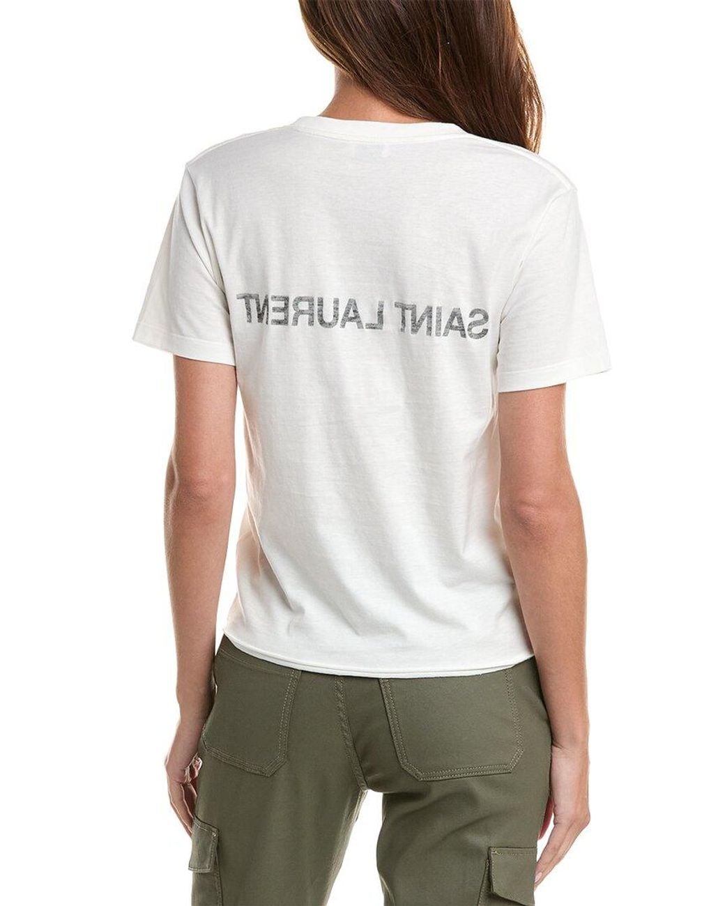 Saint Laurent White Reverse Logo T-shirt