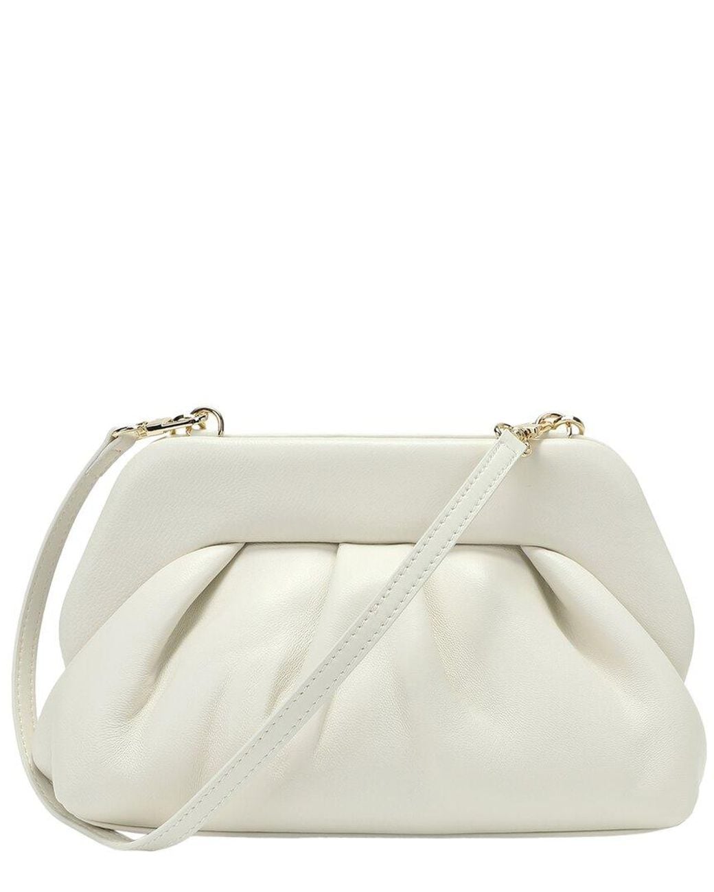 Tiffany & Fred Paris Natural Soft Frame Leather Crossbody Clutch