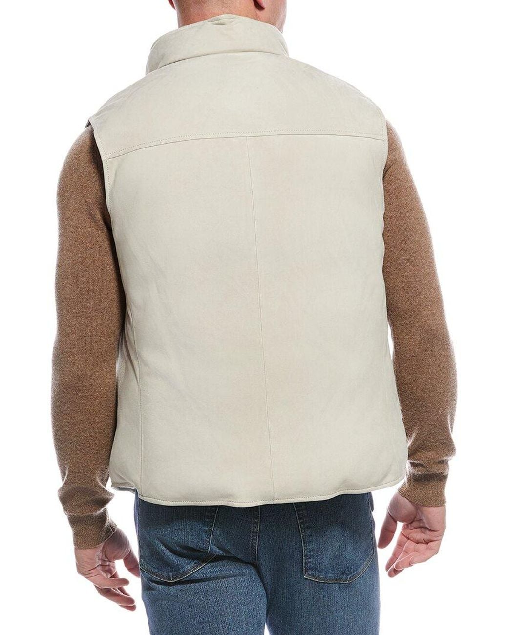 Brunello Cucinelli Blue Suede Down Vest for men