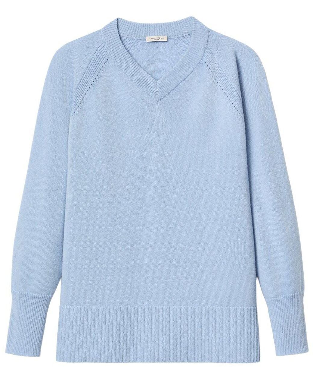 Lafayette 148 New York Blue Cashmere & Wool Sweater