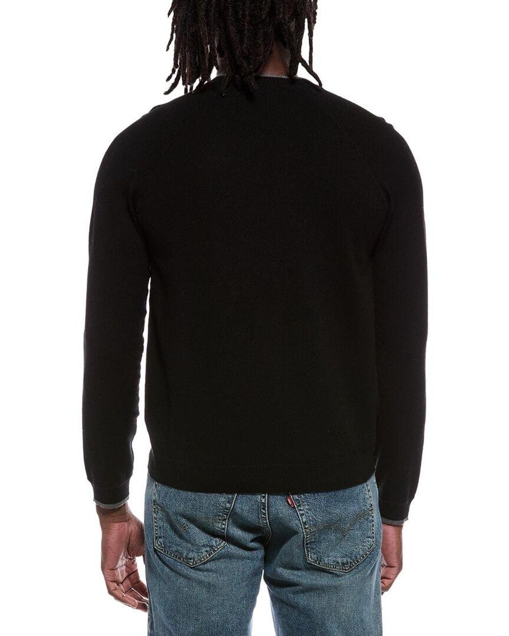 Autumn Cashmere Black Coverstitch Raglan Sweater for men