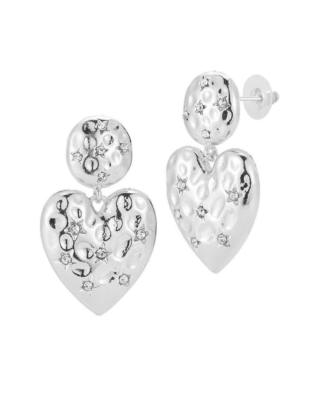 Sphera Milano White Plated Heart Earrings