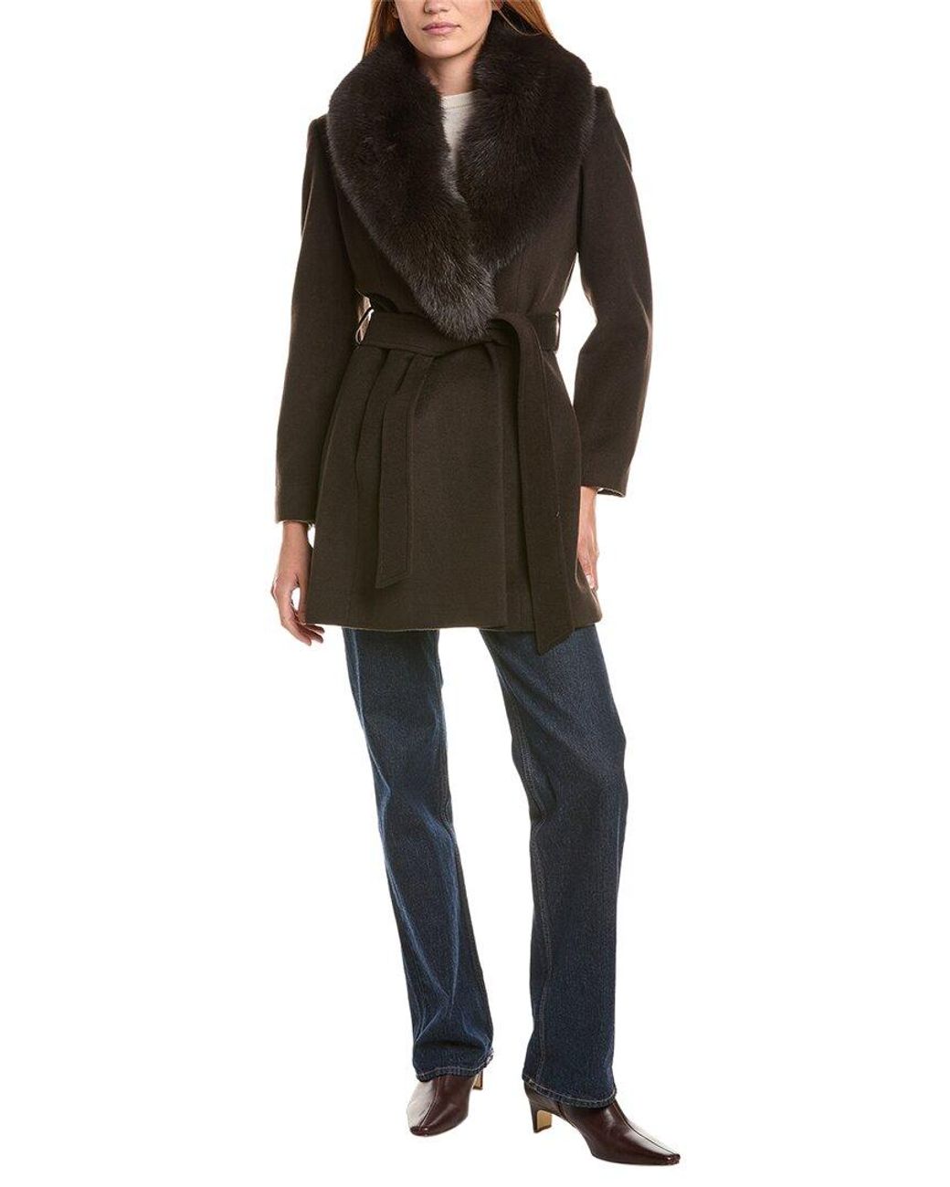 Sofiacashmere Black Sofiacashmere Wool-Blend Wrap Coat