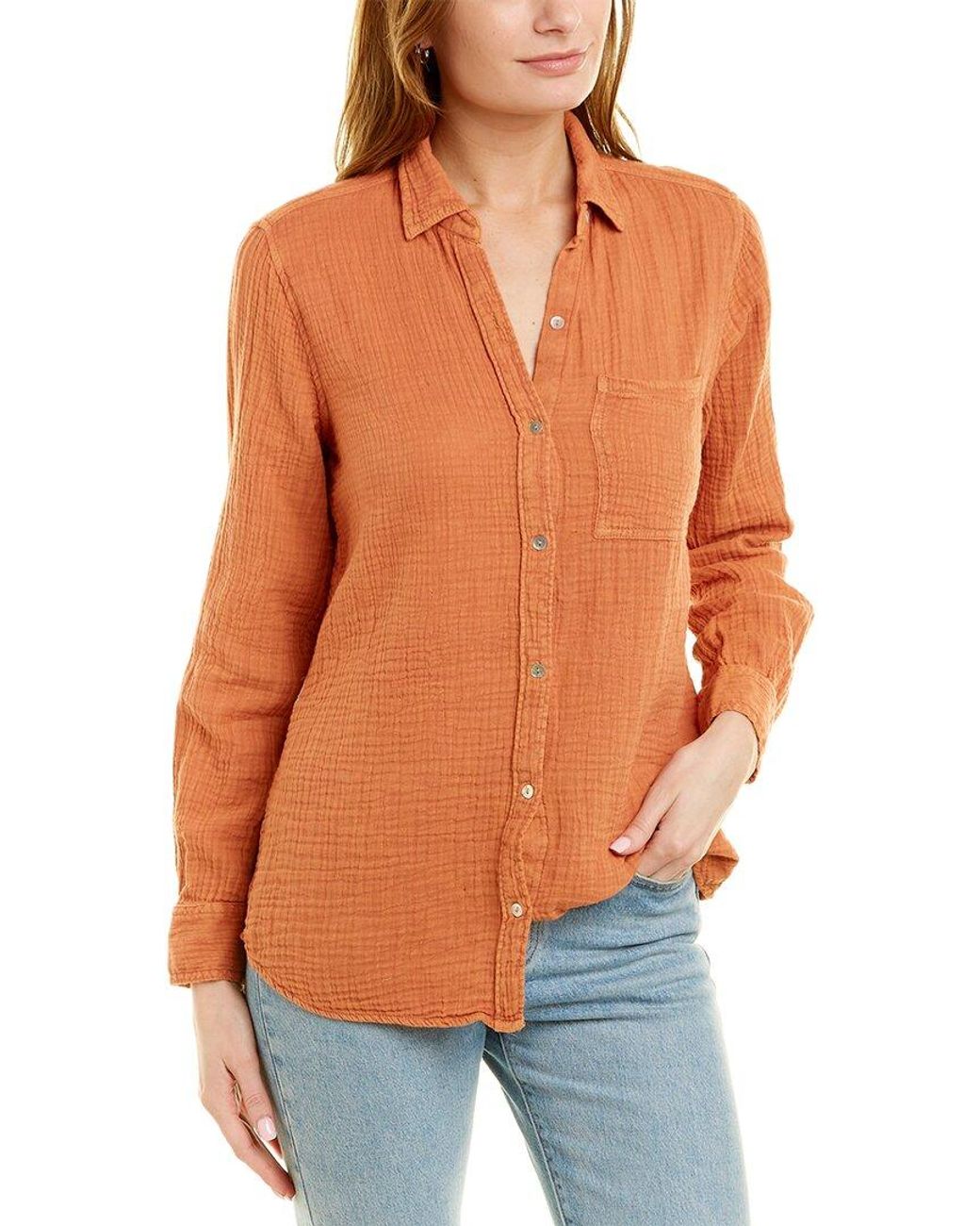 LOLA RIVER Malia Gauze Shirt in Orange Lyst