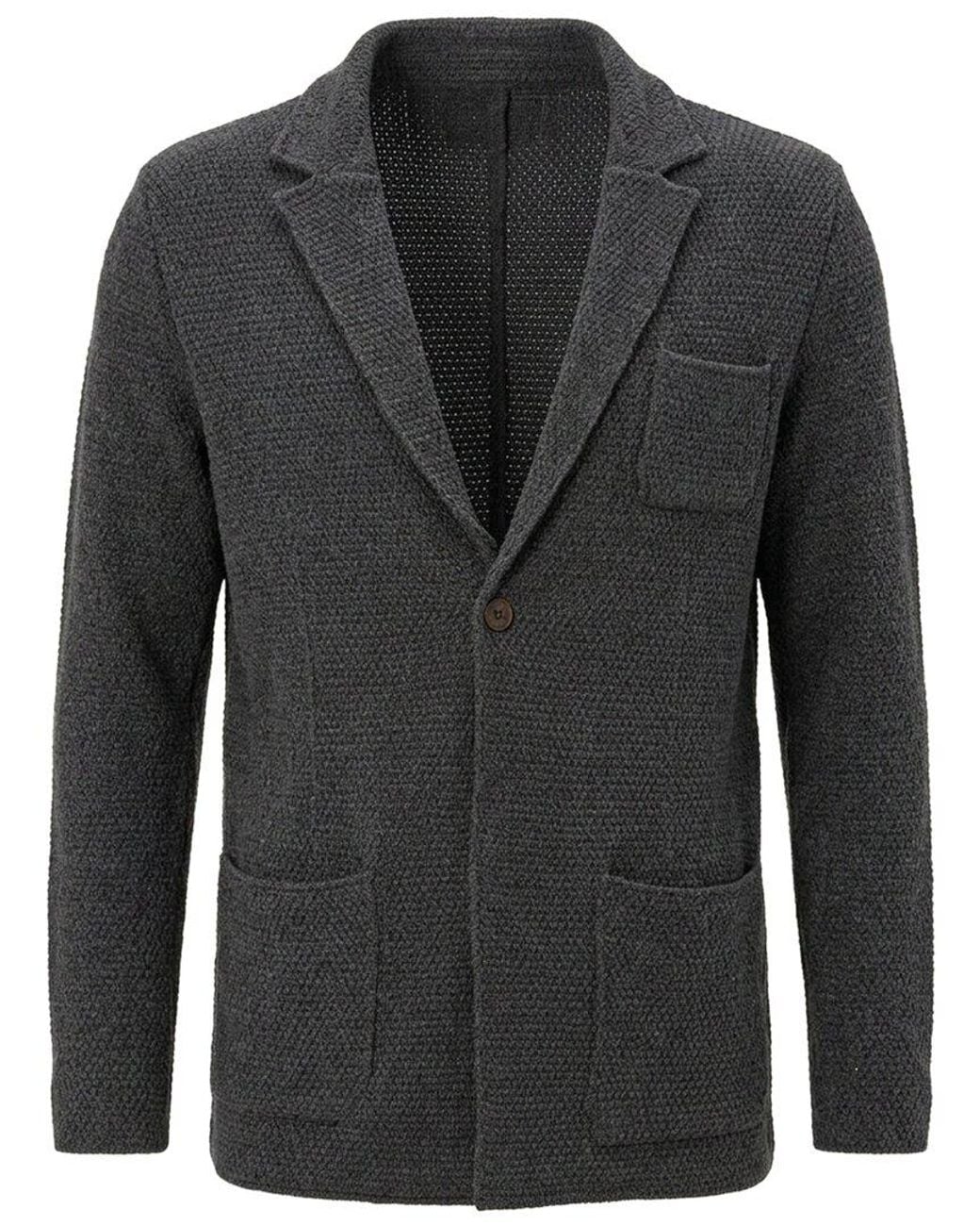 Ron Tomson Gray Lightweight Waffle Knit Wool-Blend Cardigan for men