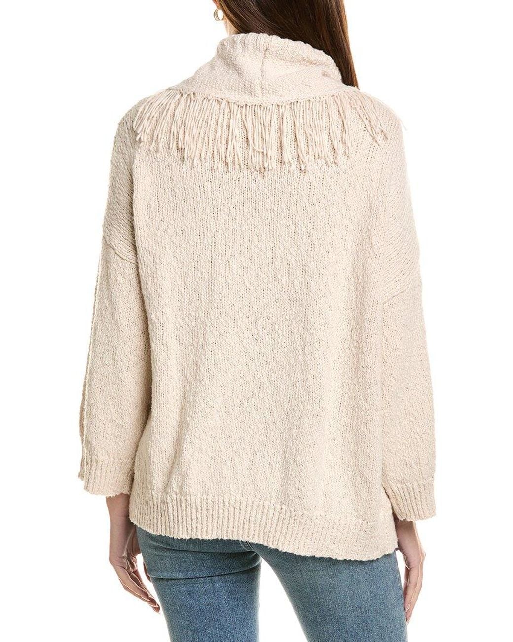 Autumn Cashmere Natural Cotton By Solid Fringed Shawl Collar Cardigan