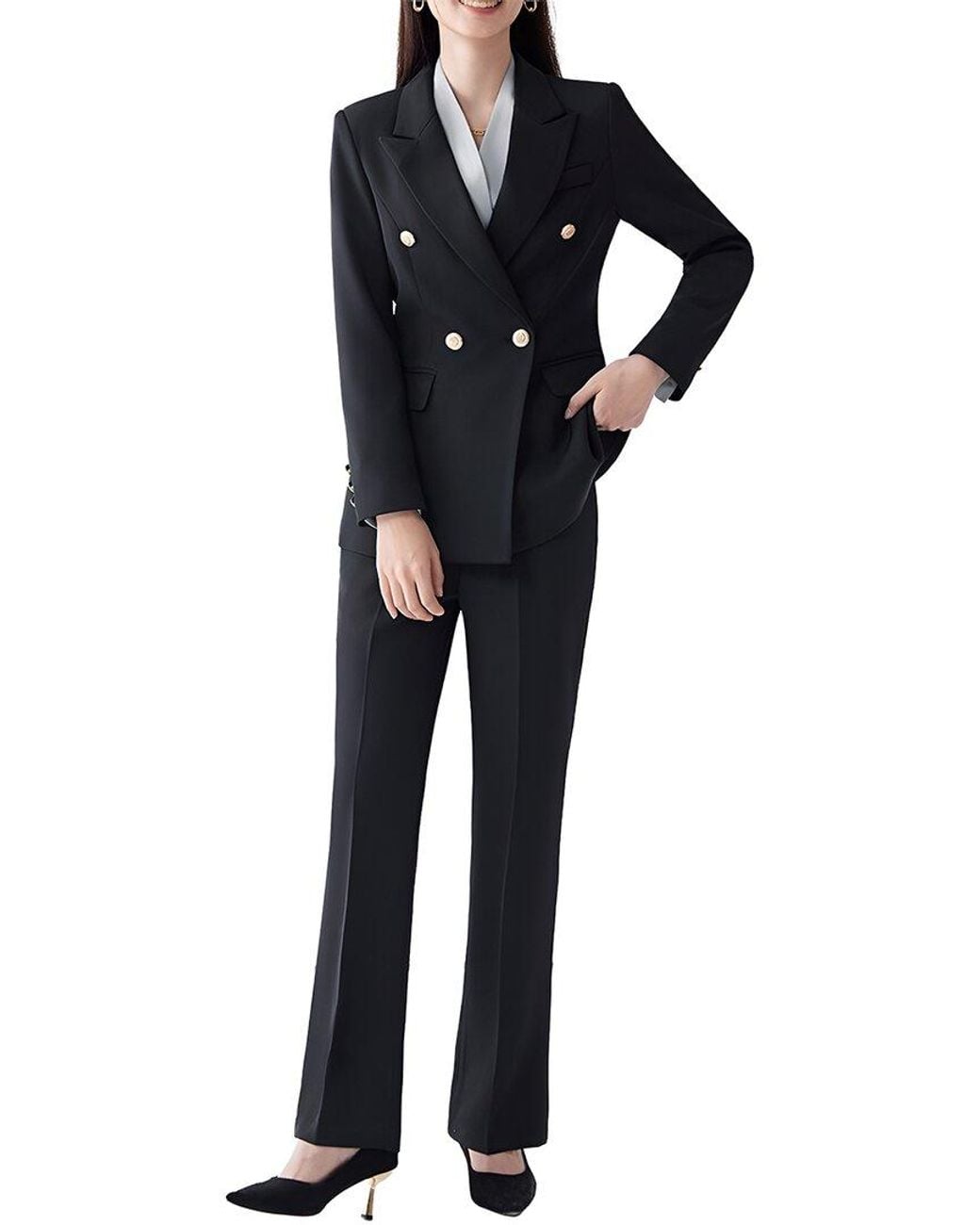 Olivia Taylor Blue 2Pc Jacket & Pant Set