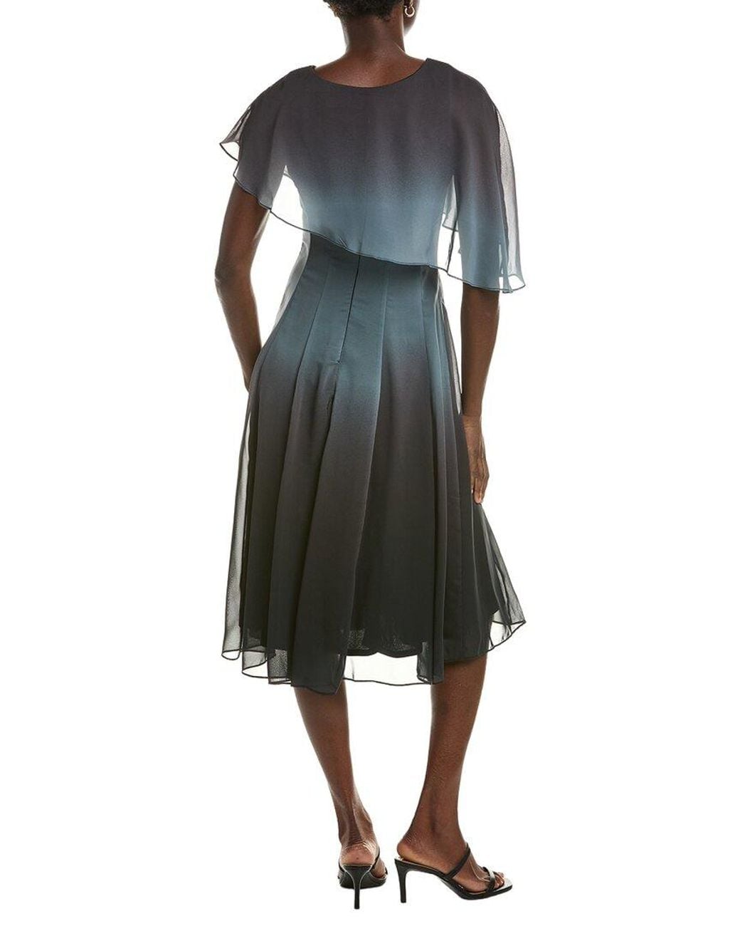 Maison Tara Blue Capelet Midi Dress