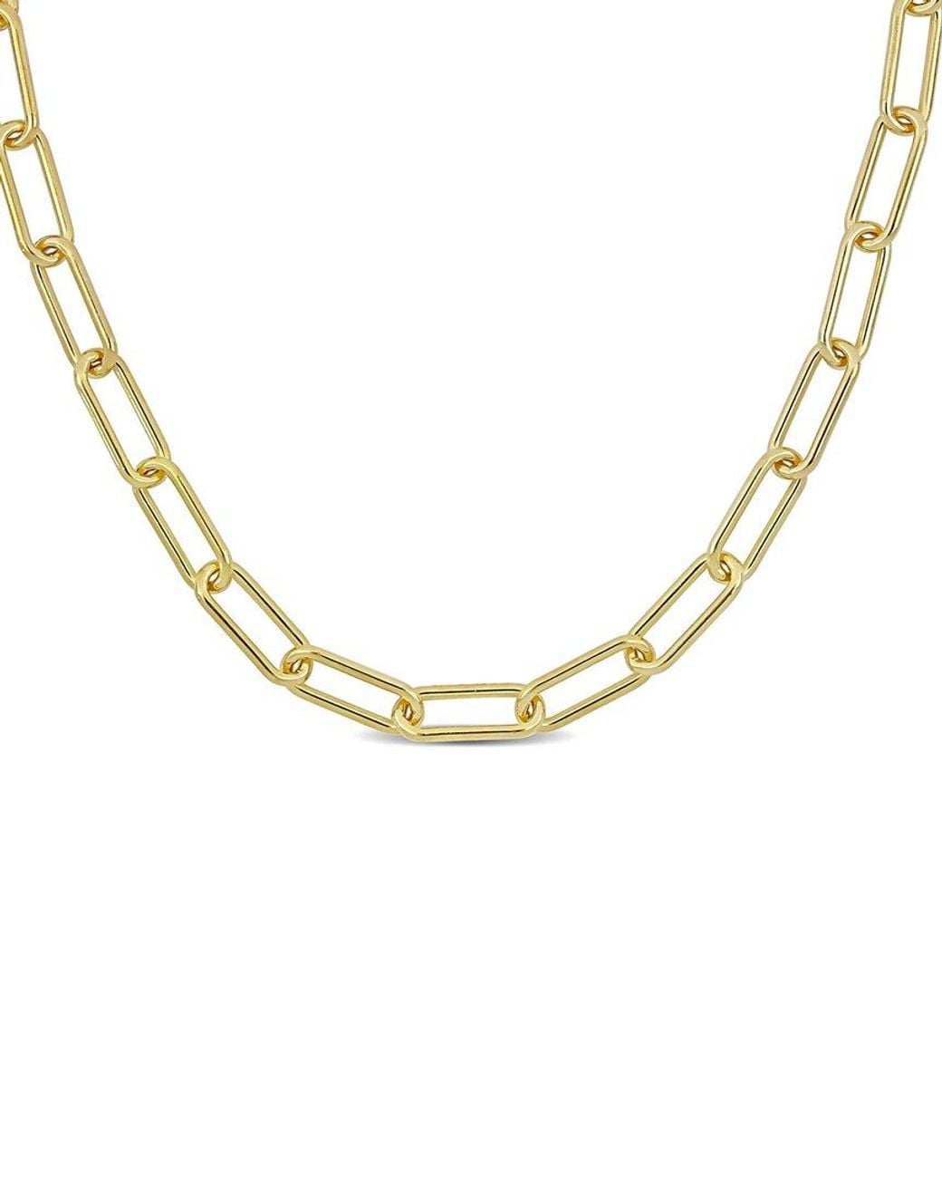 Italian Silver Metallic 18k Over Paperclip Chain Necklace