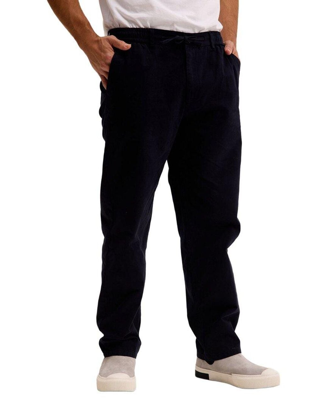 Ron Tomson Black Relaxed Drawstring Casual Pant for men