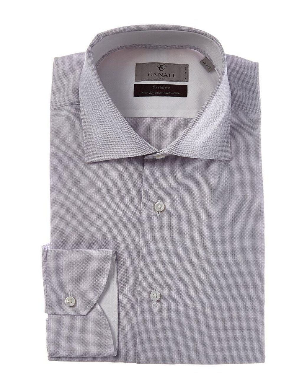 Canali Gray Silk-Blend Dress Shirt for men
