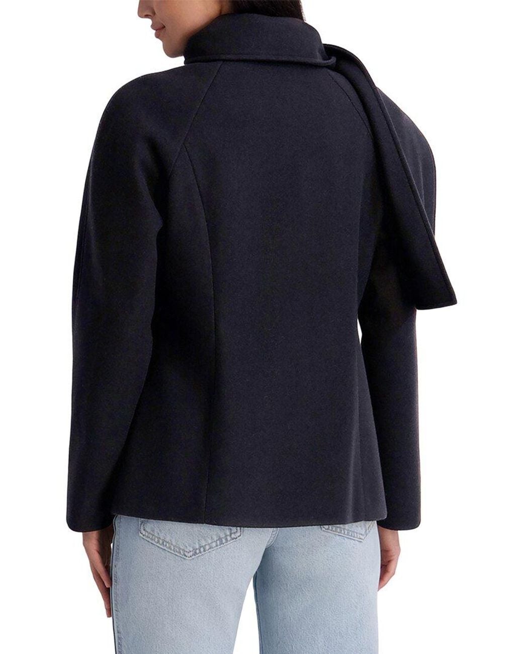 Kensie Blue Scarf Neck Coat