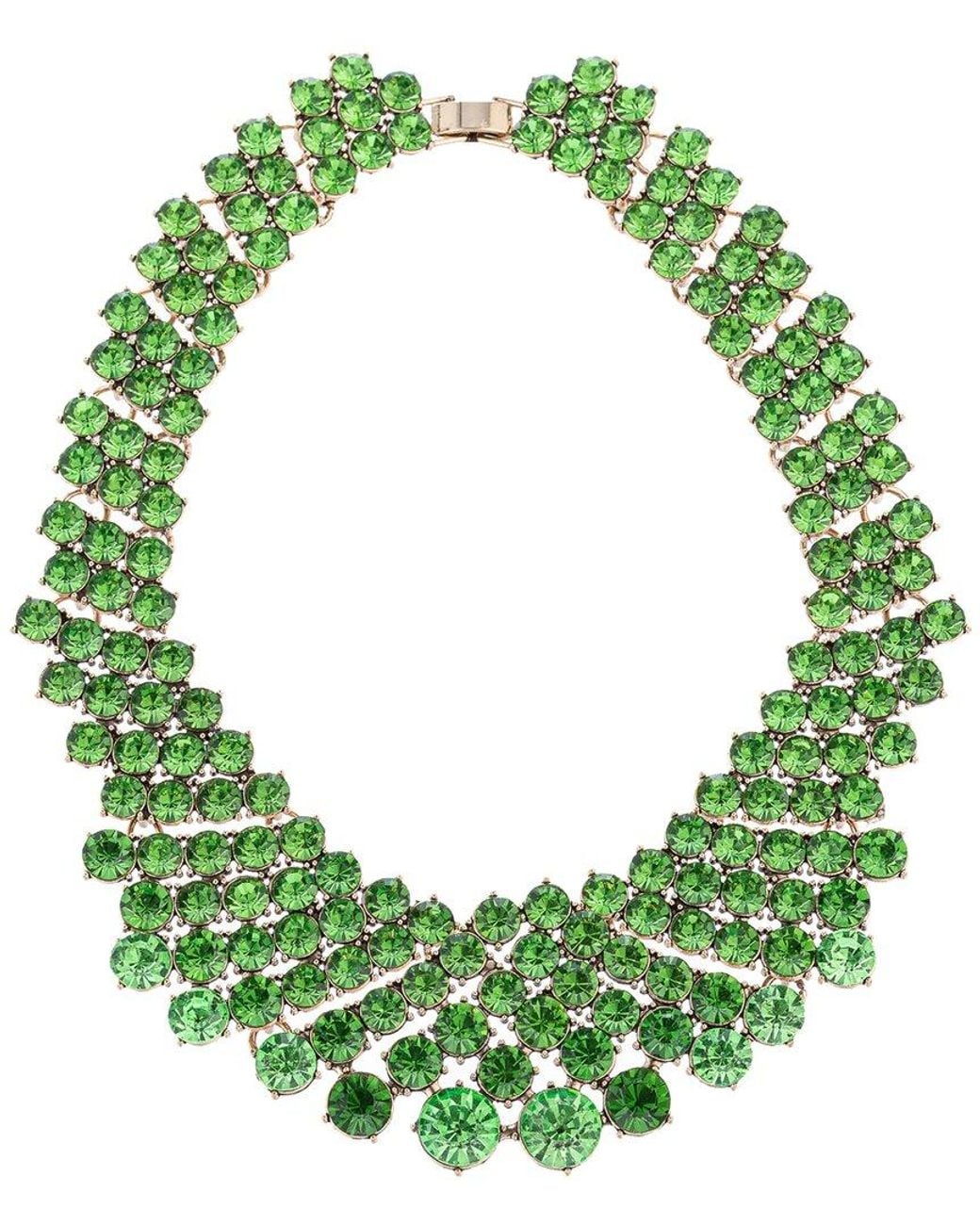 Eye Candy LA Green Glass Crystal Statement Necklace