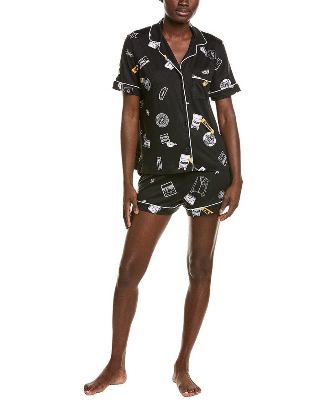 DKNY Black 2Pc Short Sleeve Top & Boxer Sleep Set