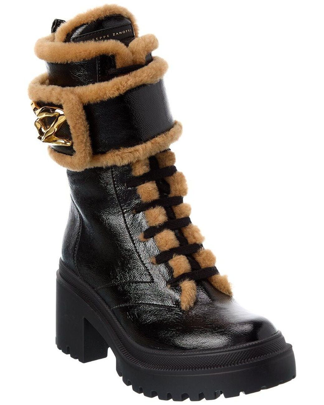 Giuseppe Zanotti Black Gz Paloma Leather & Shearling Biker Boot