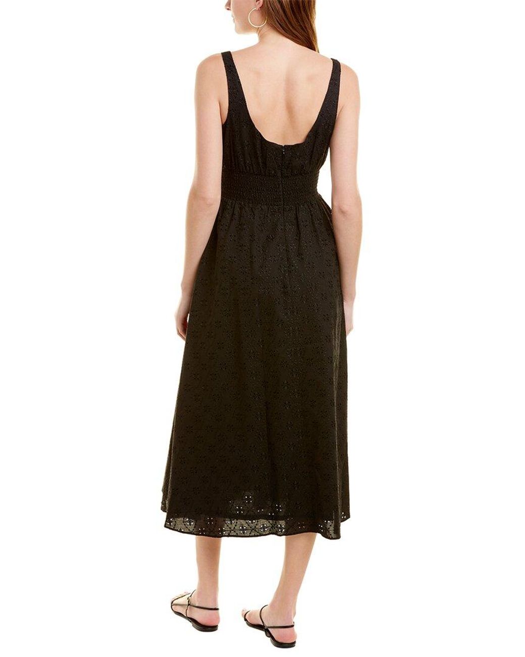 PEARL BY LELA ROSE Brown Floral Eyelet Midi Dress