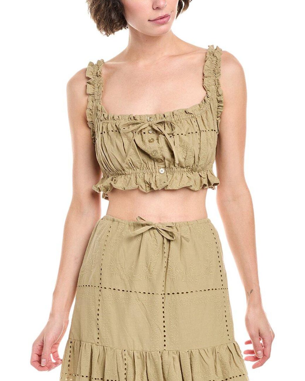 WeWoreWhat Metallic Ruffle Crop Top