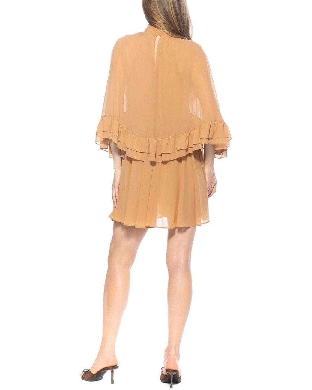 Alexia Admor Natural Vespera Mock Neck Ruffle Mini Dress
