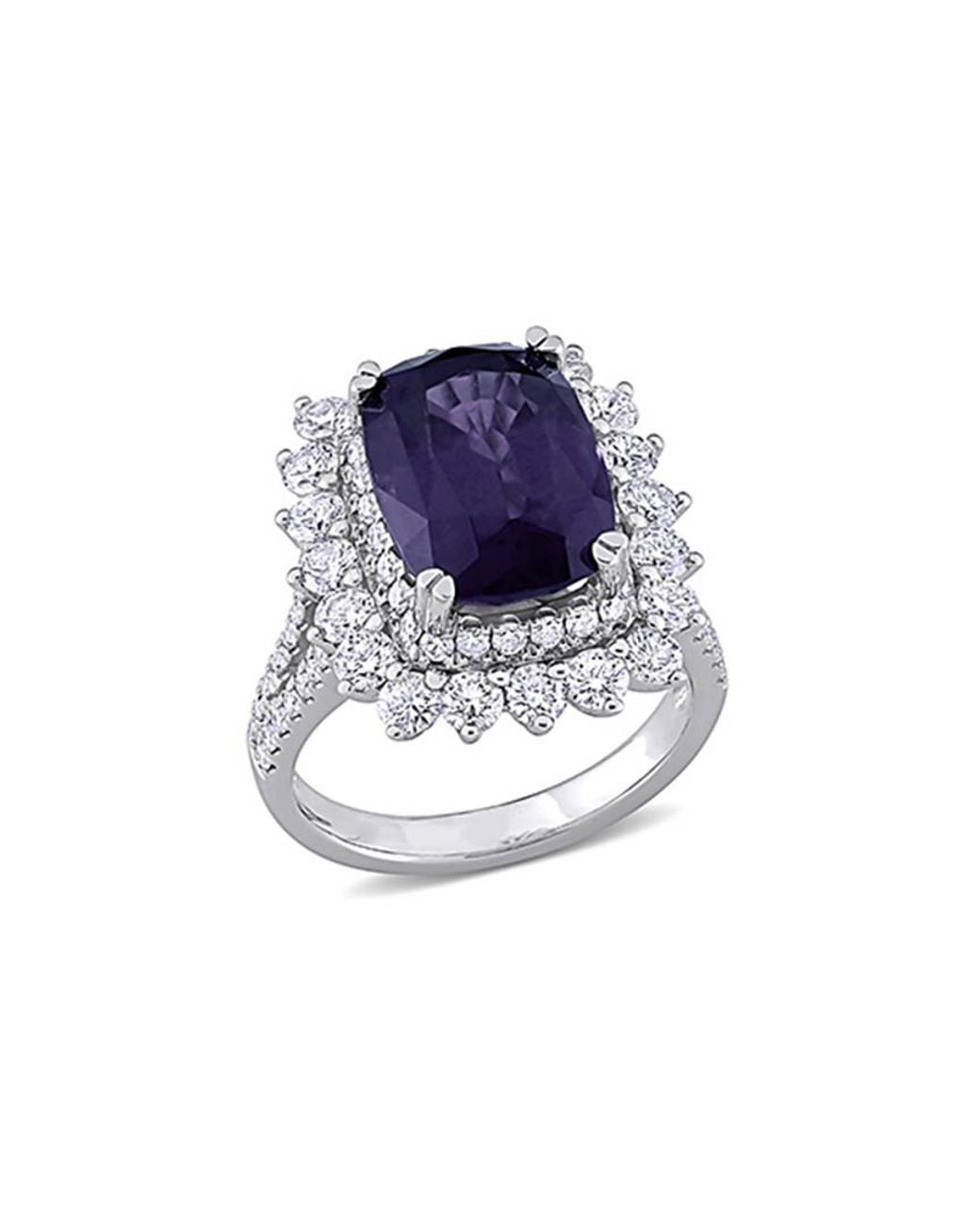 Diamond Select Cuts Blue 14k 7.91 Ct. Tw. Diamond & Purple Spinel Cocktail Ring