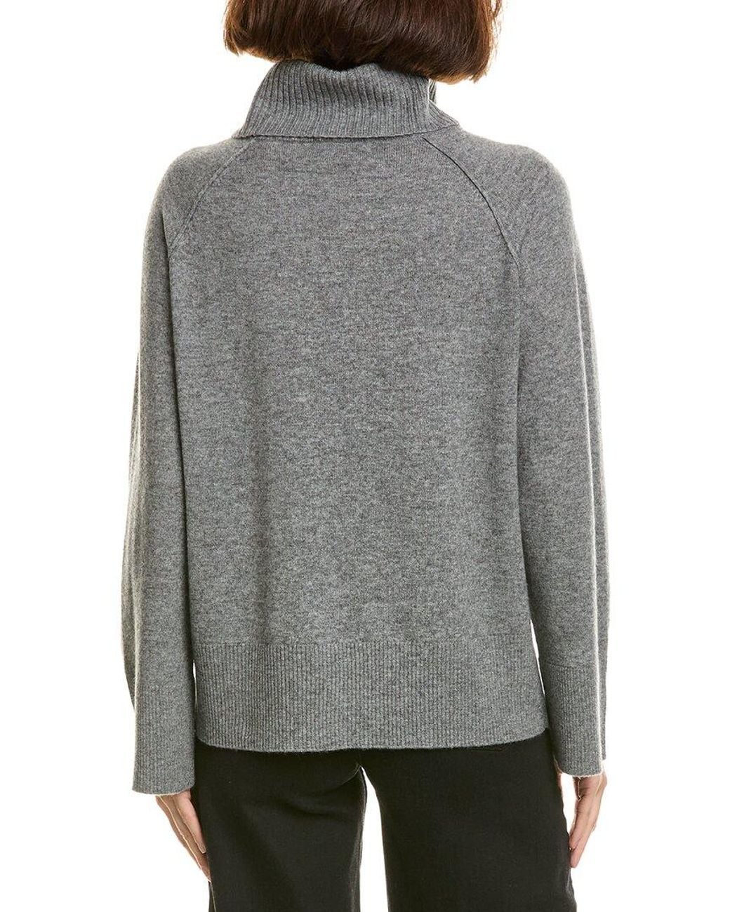 InCashmere Gray Wide Sleeve Cowl Neck Wool & Cashmere-Blend Sweater