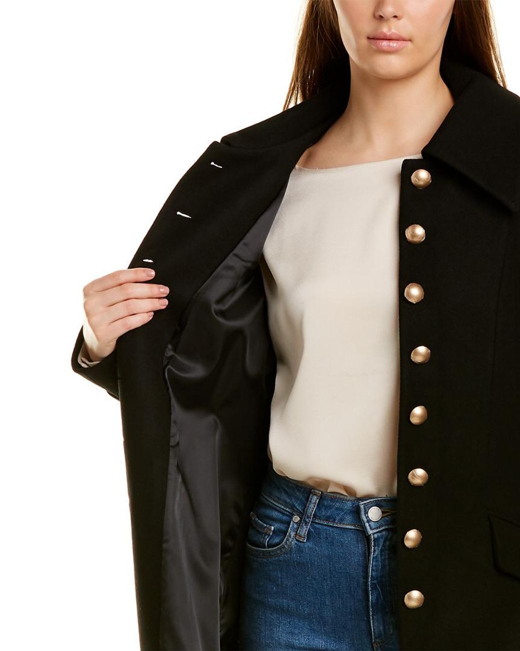 With Girls Wool-Blend Military Coat In Black | 