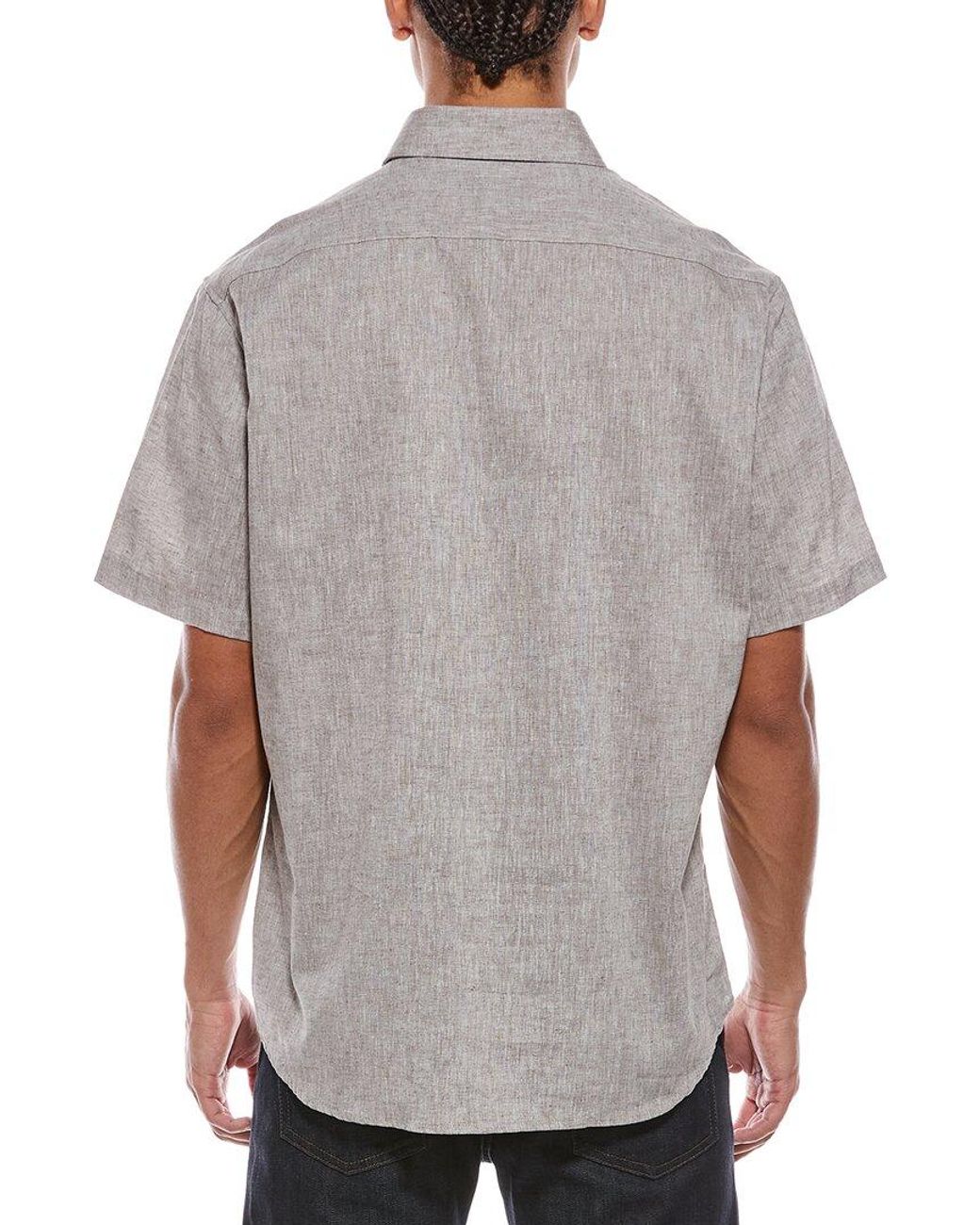 Tailorbyrd Gray Yarn Dyed Melange Linen-Blend Shirt for men