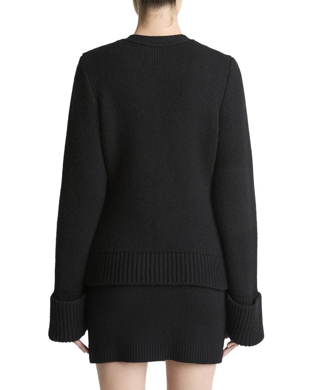 Vince Black Double Face Wool-Blend Cardigan