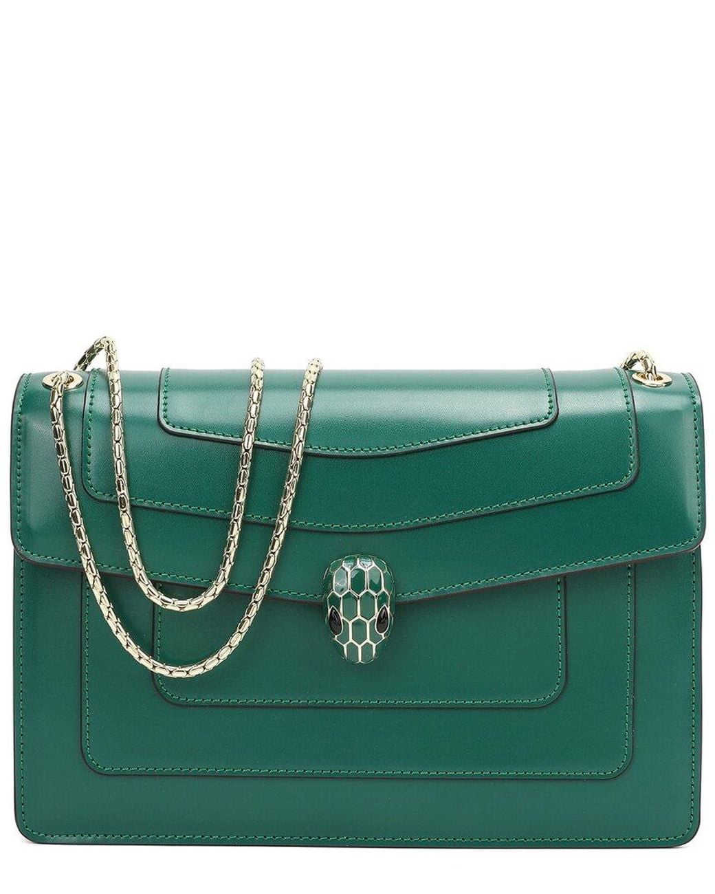 Tiffany & Fred Paris Green Fold-Over Smooth Leather Crossbody