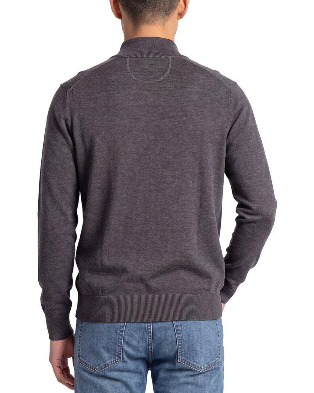 Raffi Gray Jersey 1/4-Zip Mock Neck Sweater for men