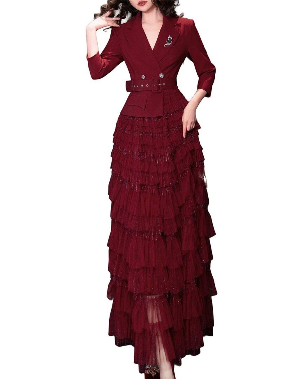 BRC By BURRYCO Red Embellished Maxi Dress