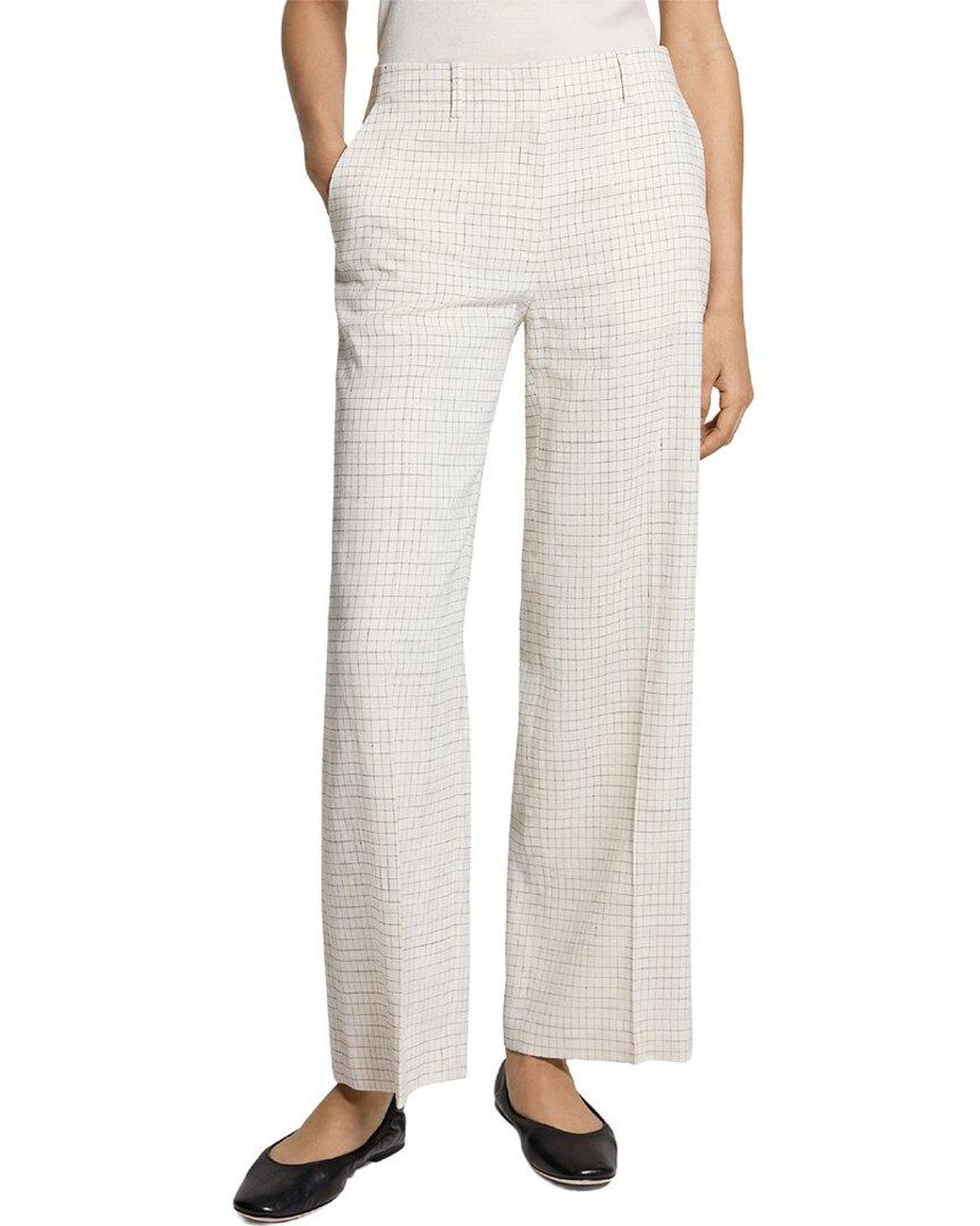 Theory White Classic Linen-Blend Pant