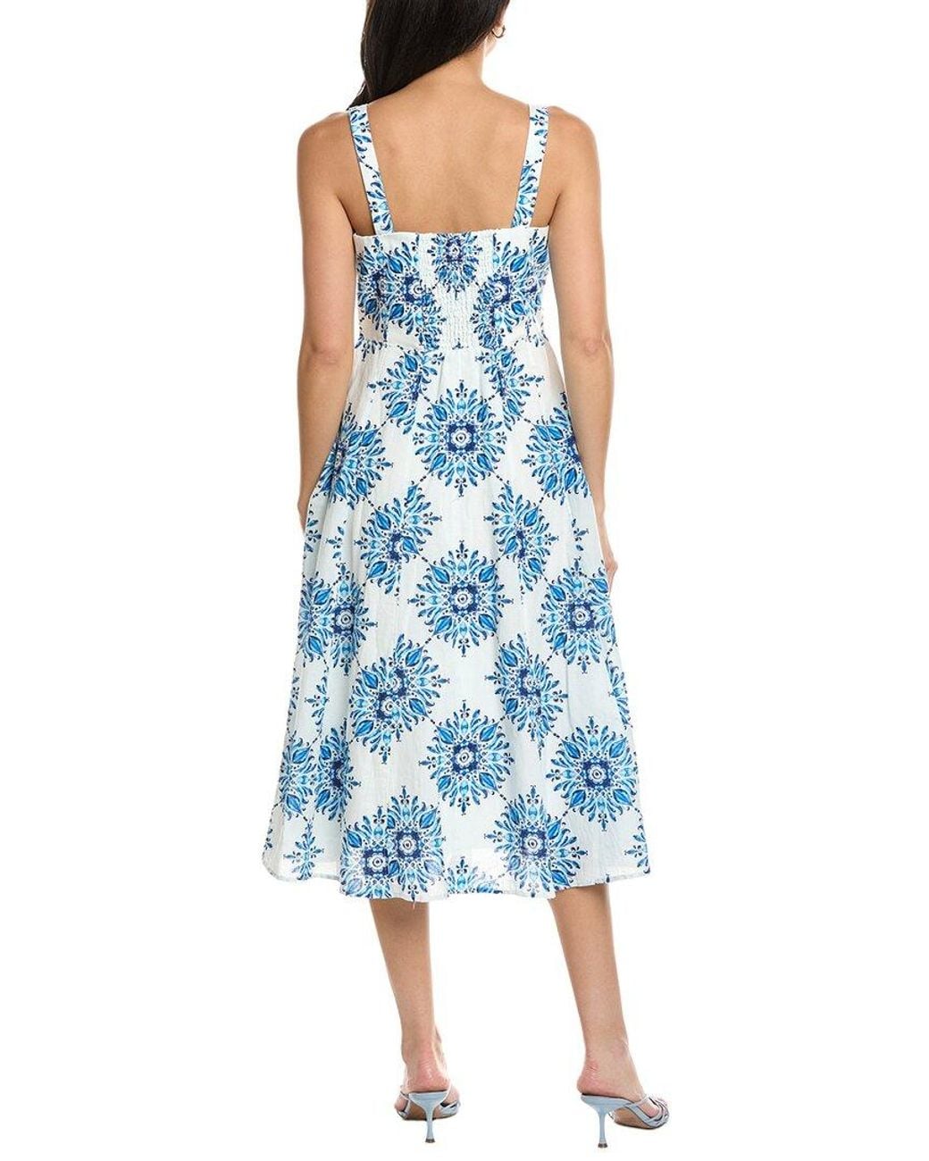 Allison Blue Bella Linen-Blend Shirtdress