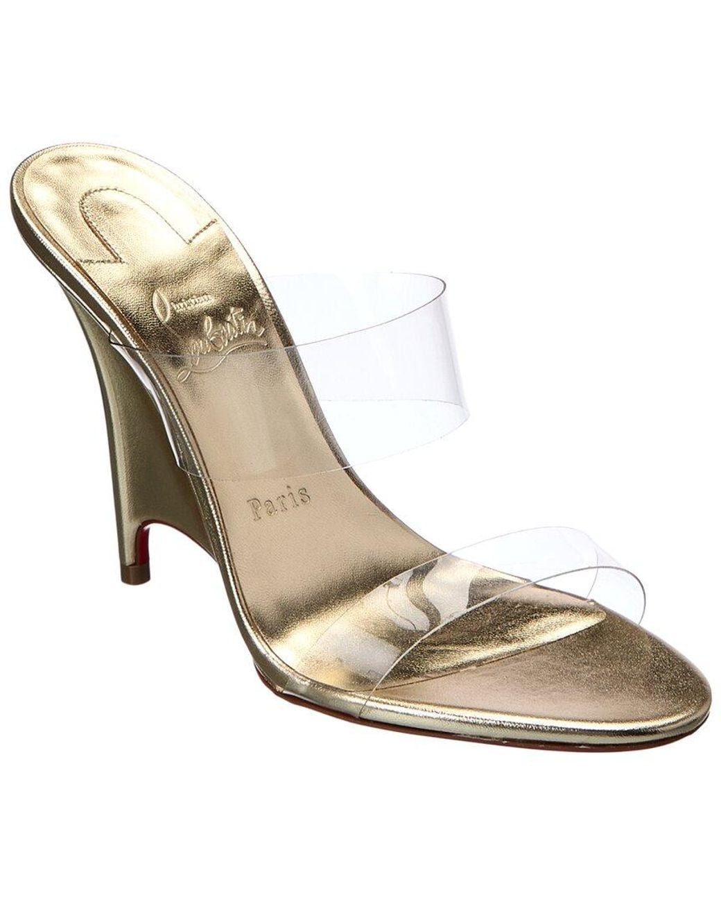 Christian Louboutin Metallic Solo Zee 100 Vinyl & Leather Sandal