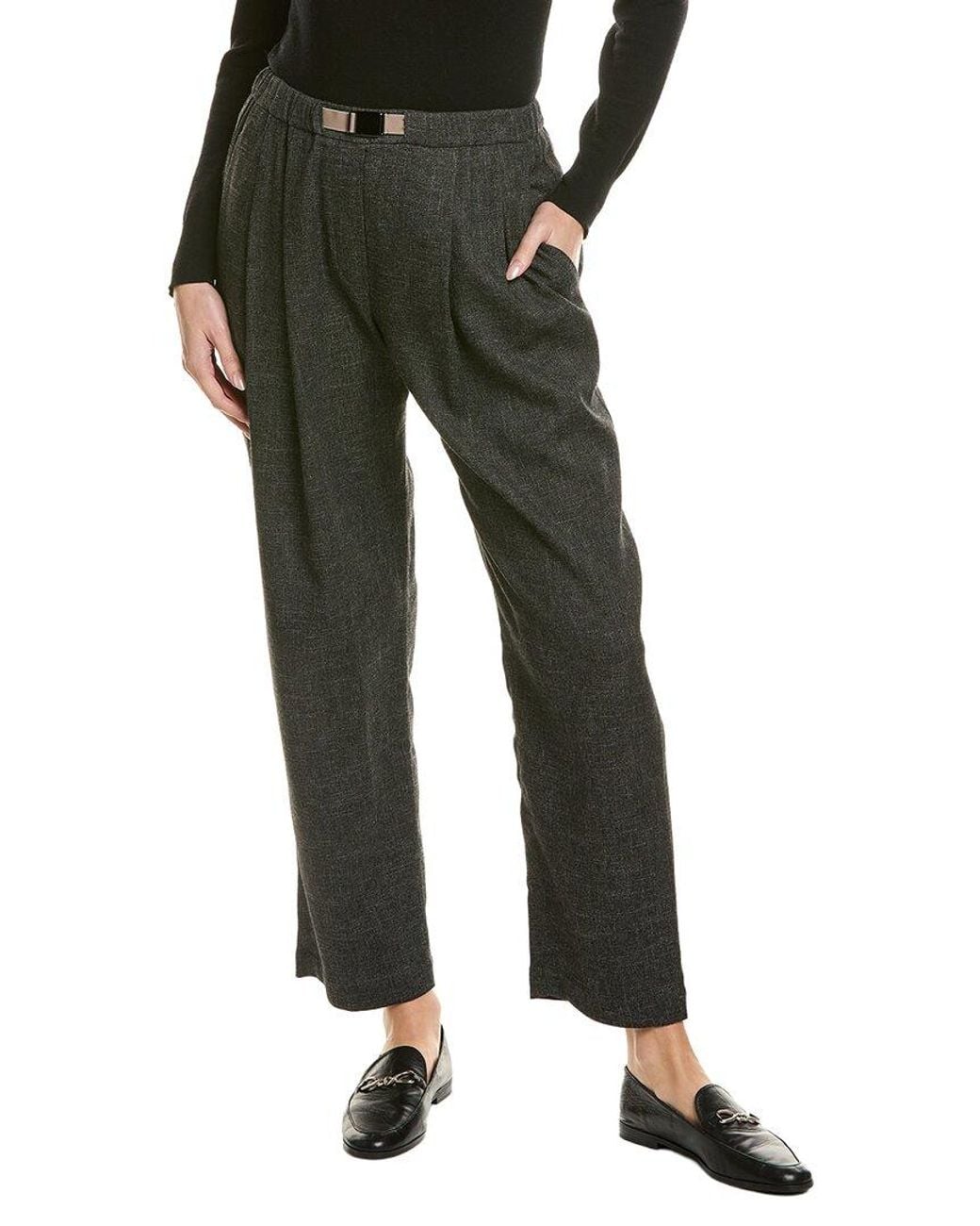 Brunello Cucinelli Green Linen & Wool-Blend Pant