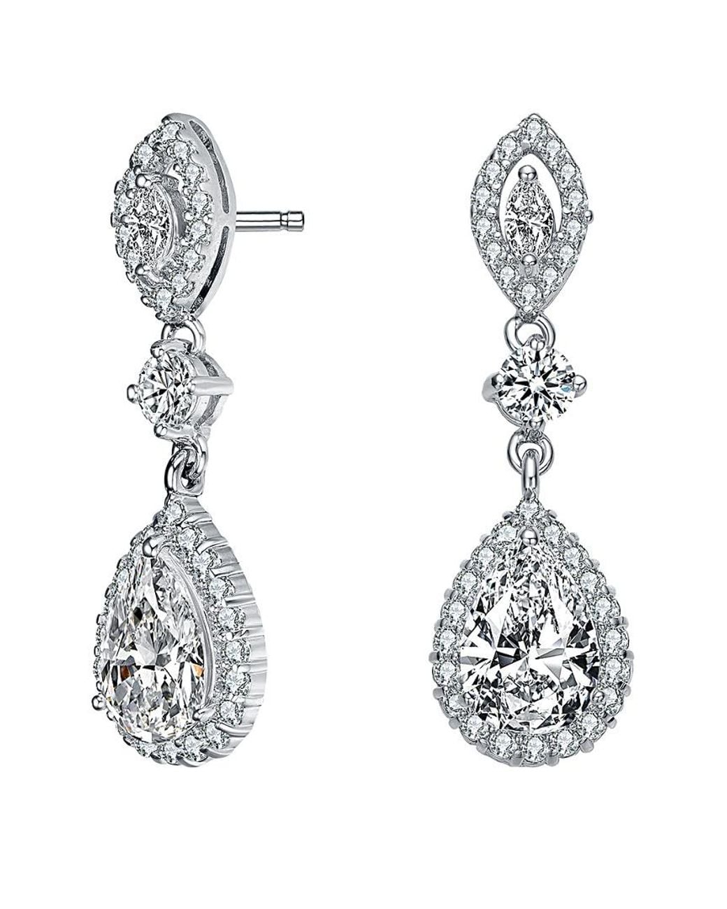 Genevive Jewelry White Silver Earrings