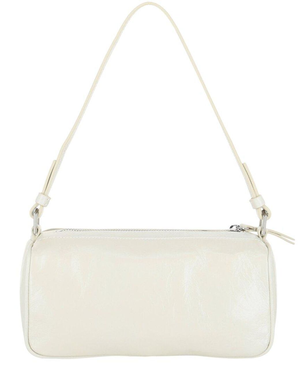 By Far Natural Eva Creased Leather Shoulder Bag
